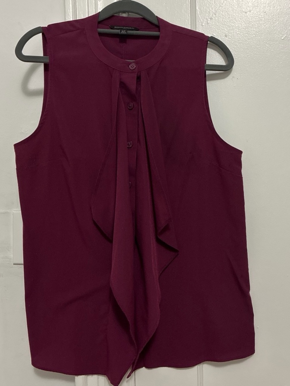 Banana Republic Sleeveless Ruffle Tie-Front Blouse - Burgundy Plum